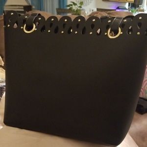 Valerie Stevens Black faux leather  tote
